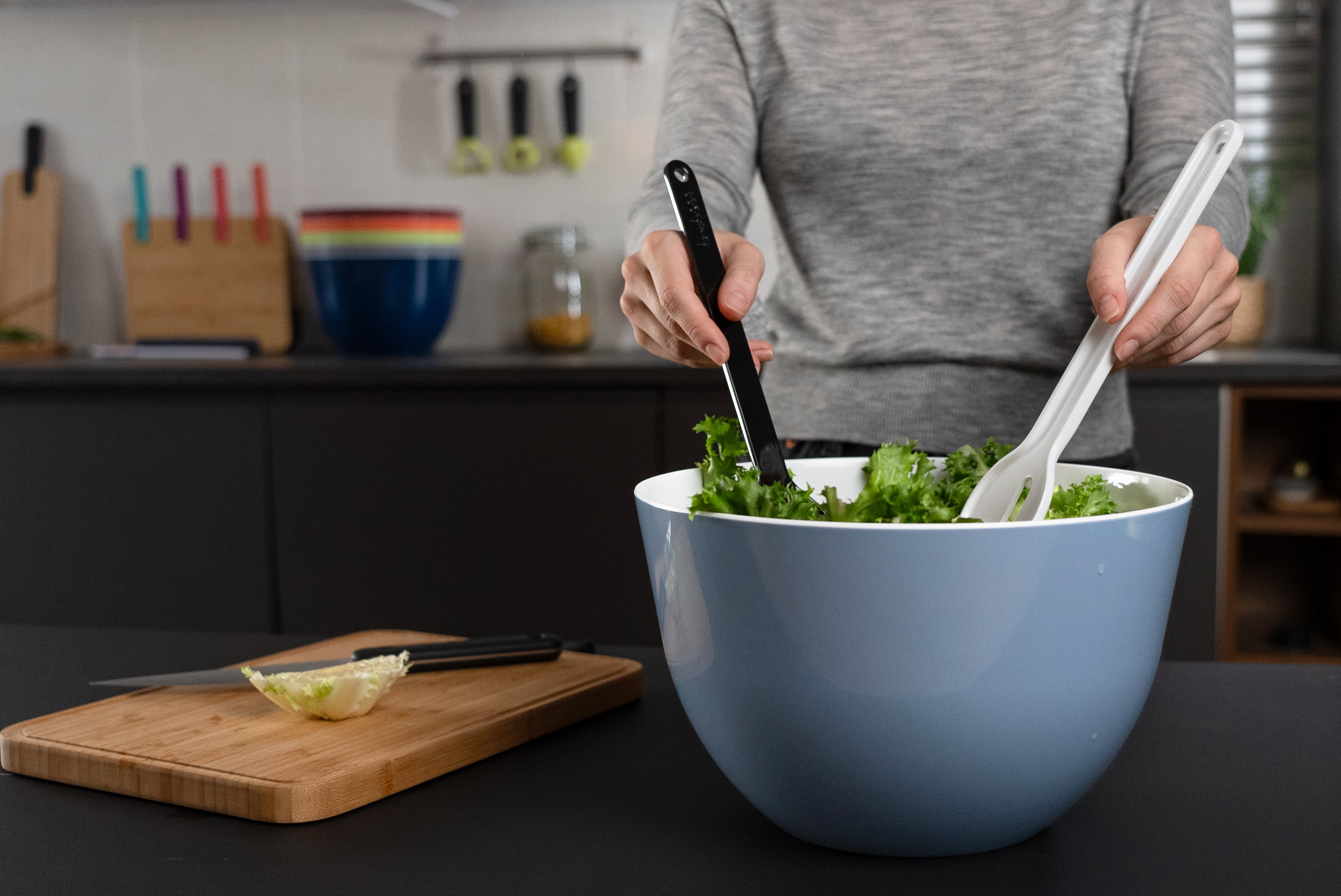 In - Couverts à salade - noir et blanc