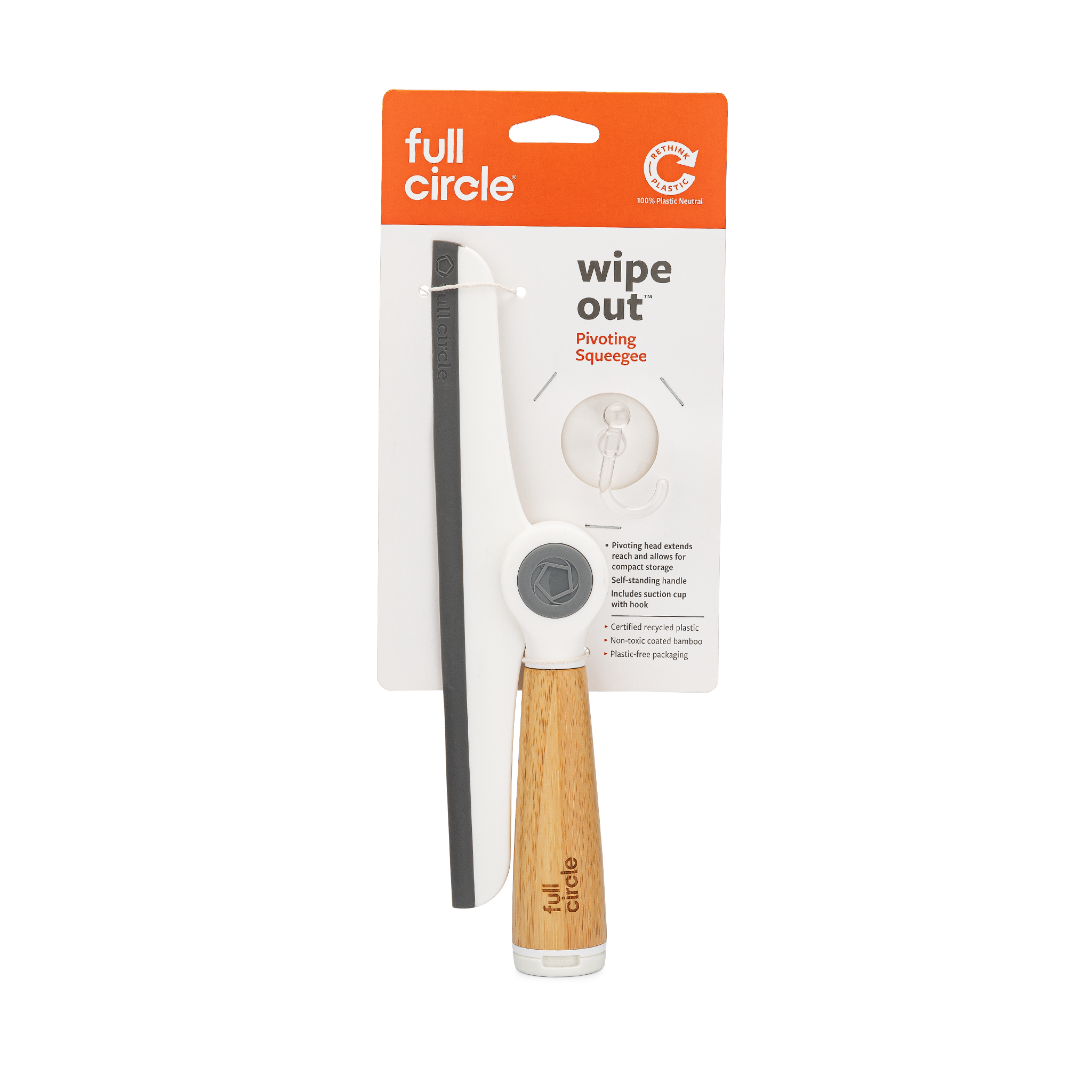 Wipe Out - Raclette pivotante à vitre en bambou