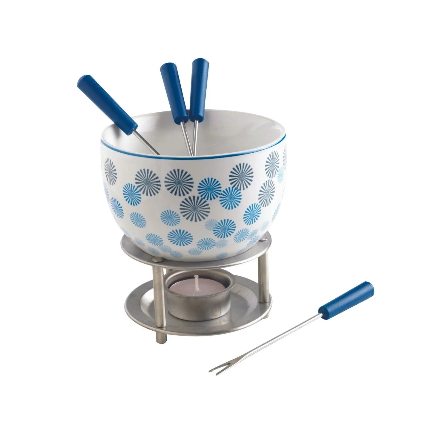 Set à Fondue 6 Personnes Artesà - Caquelon Inox Cuivre Martelé - Brûleur Gel - Fourchettes Incluses