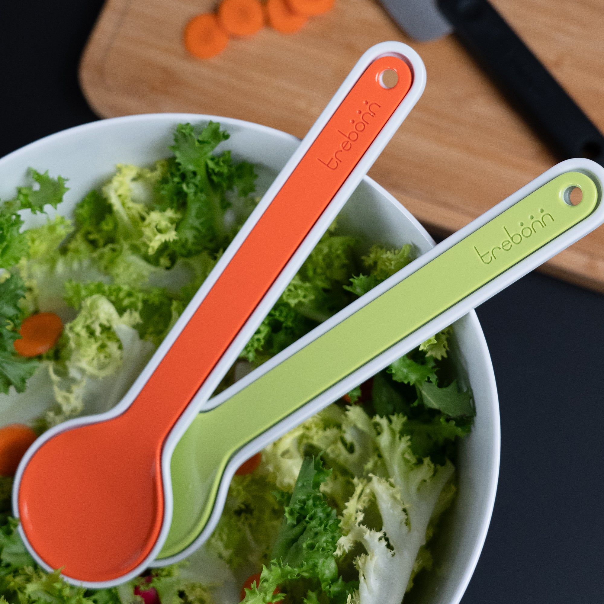 In - Couverts à salade - orange et blanc