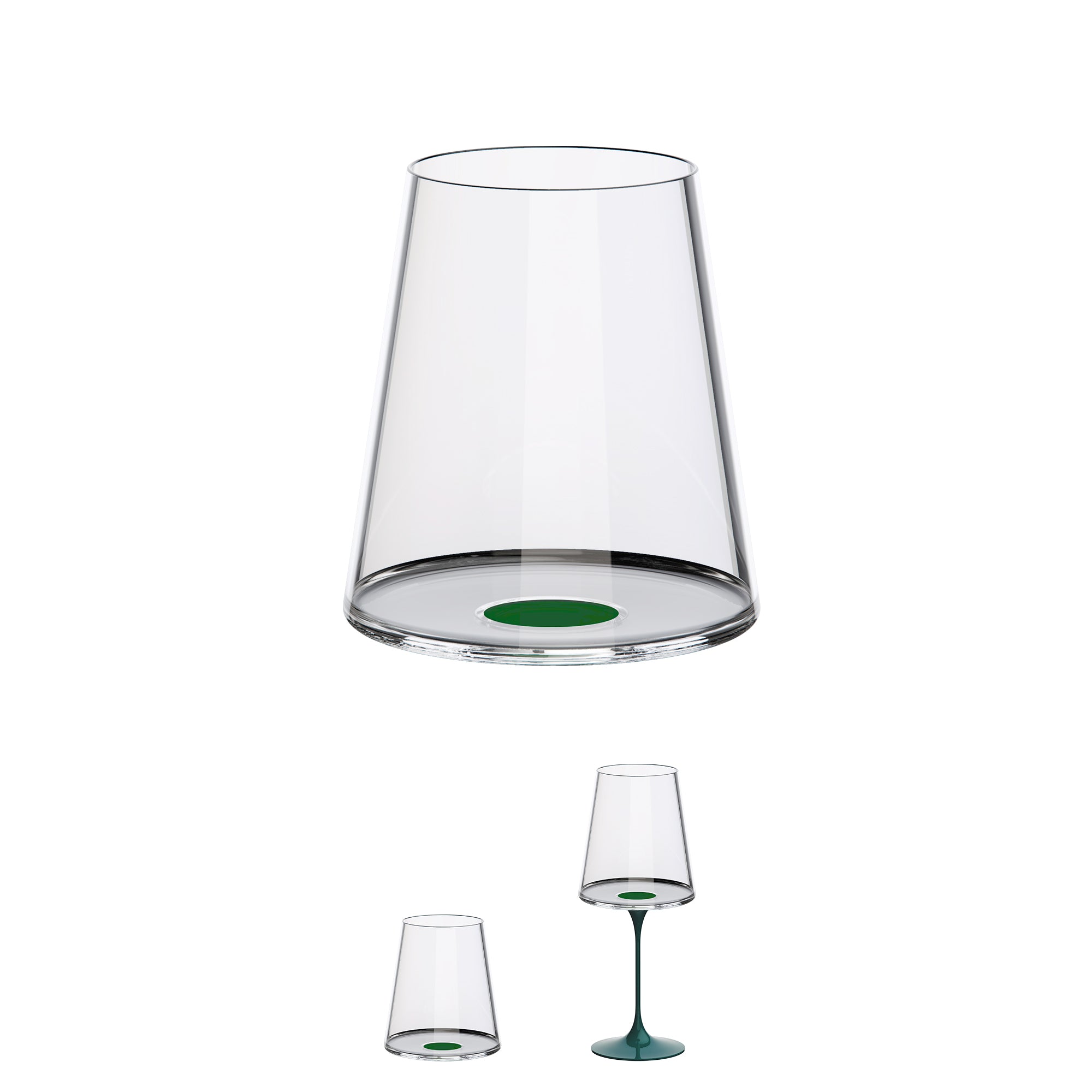 Splitglass - Set 2 verres à eau / vin rouge - vert
