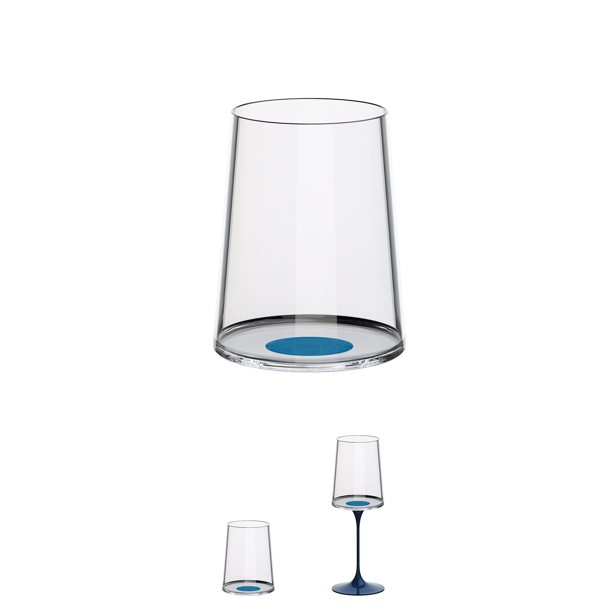 Splitglass - Set 2 verres à eau / vin blanc - bleu