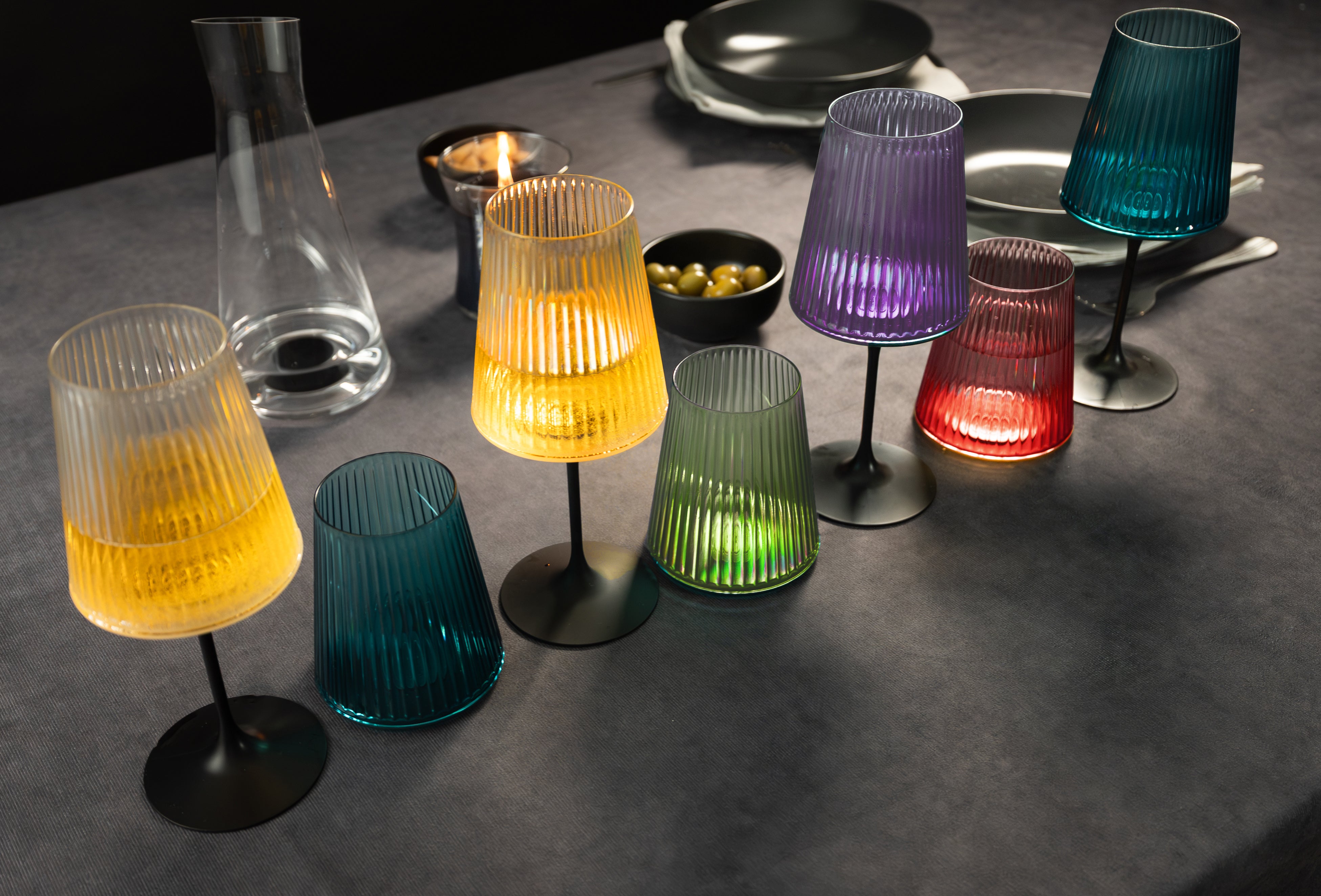 Splitglass Easy - set 6 verres colorés + 6 pieds noirs
