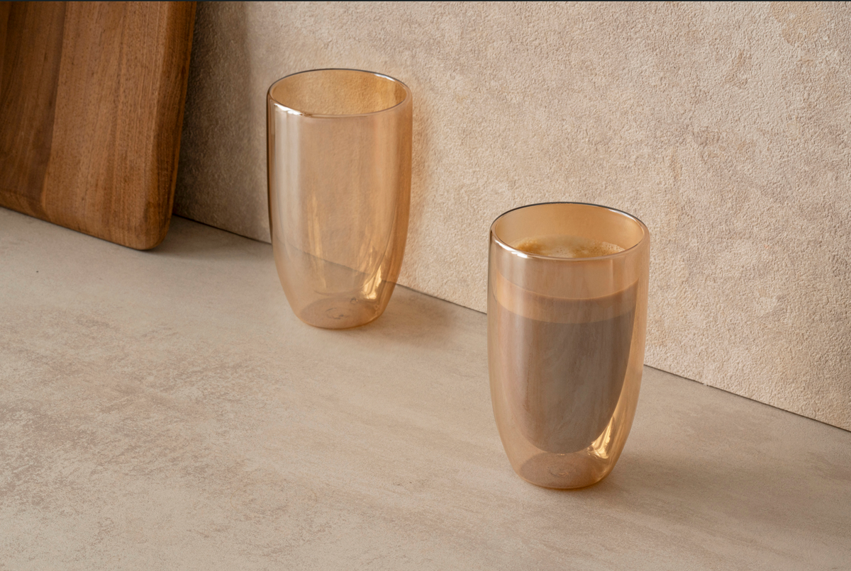 Set 2 tasses latte double paroi - 350 ml