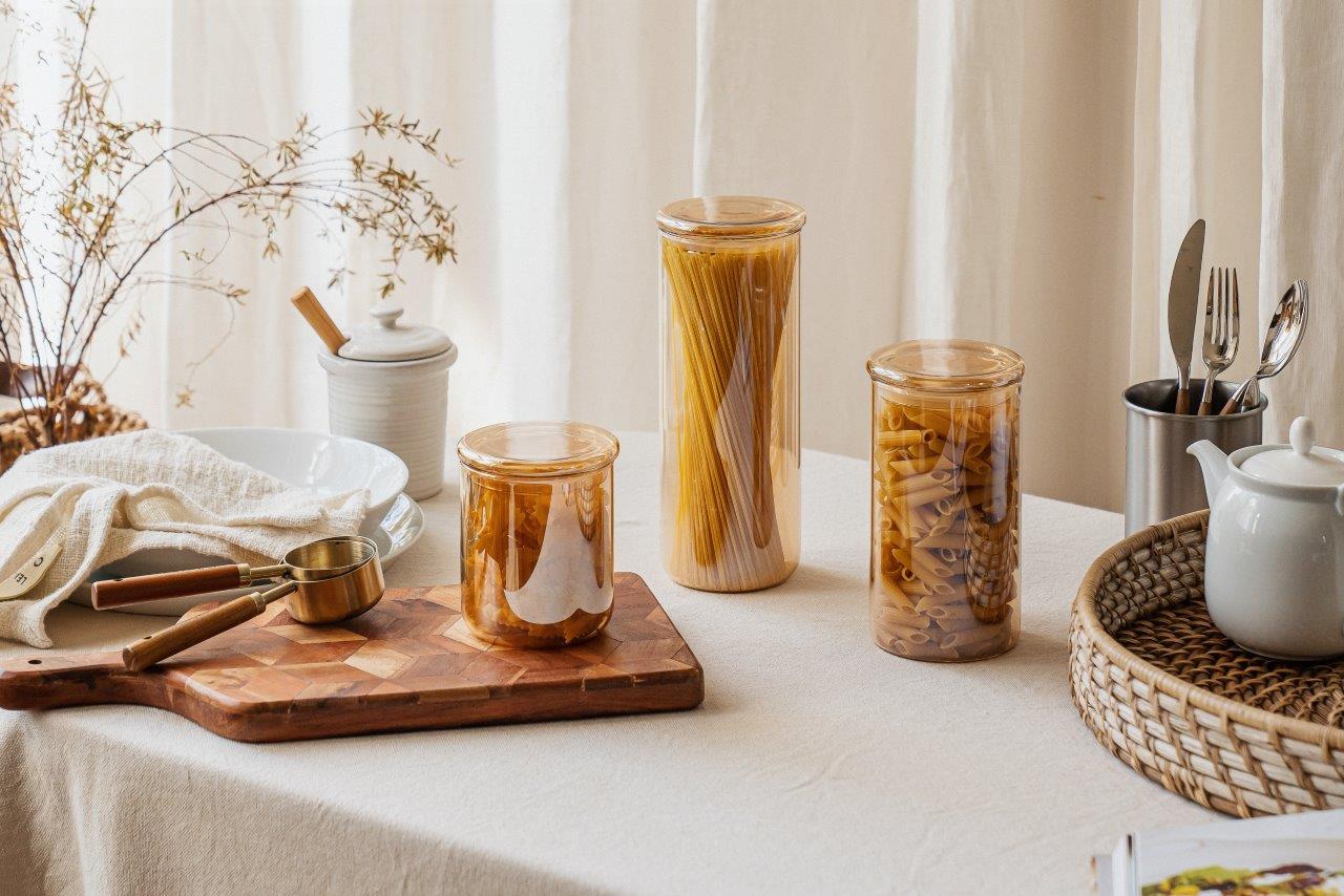 Pot de conservation verre borosilicate - 1.2L - doré