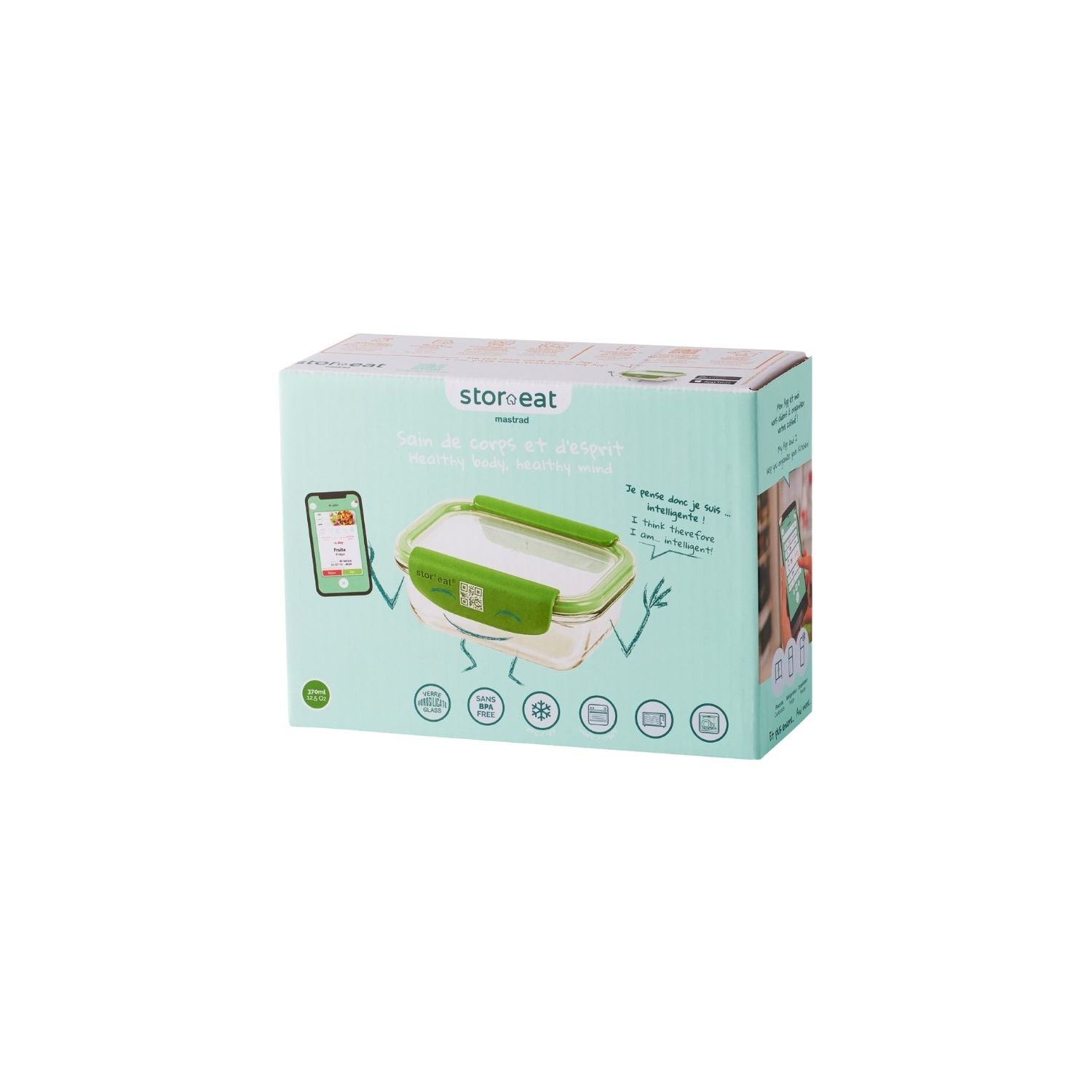 boite conservation moyenne 640ml étanche verre vert