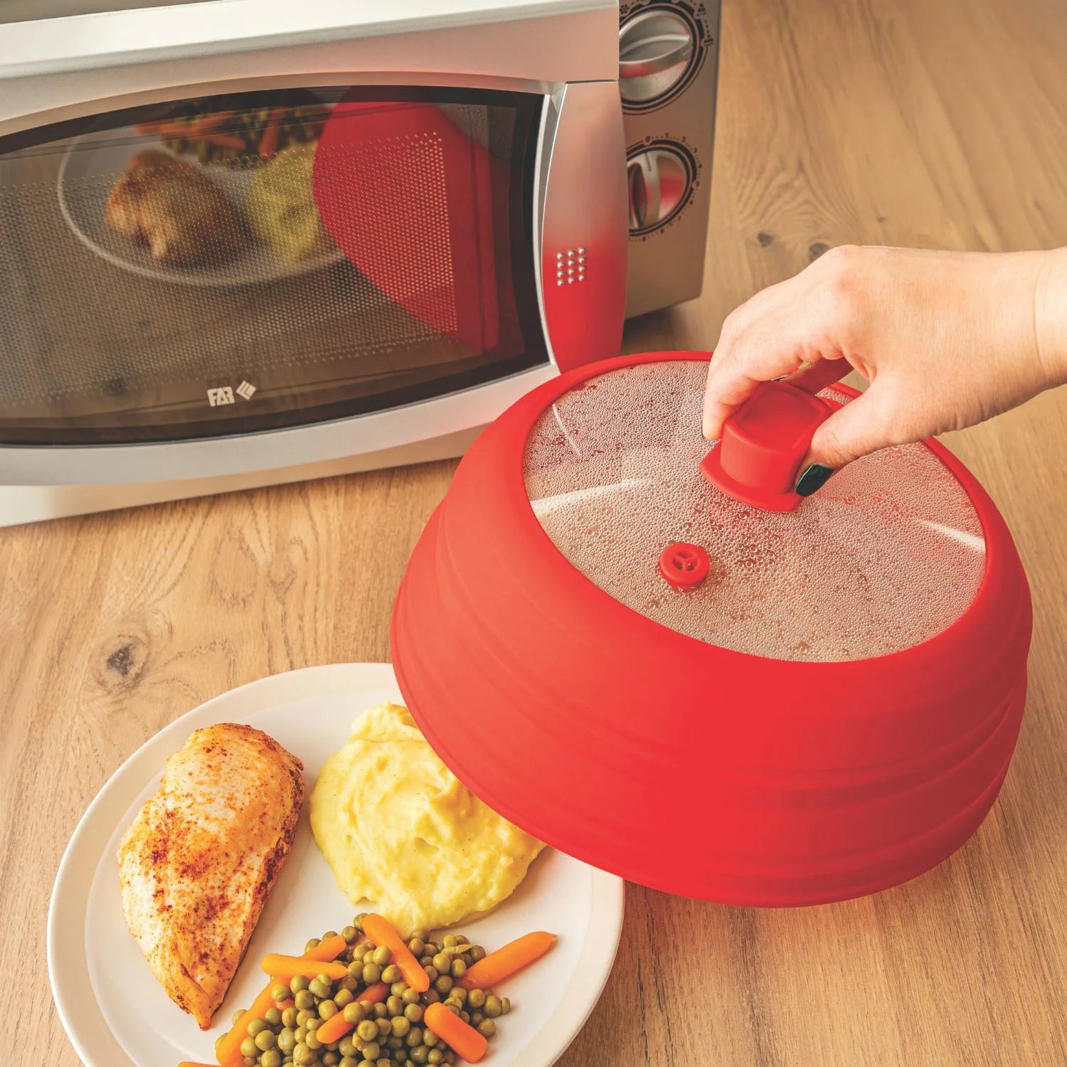 cloche microonde réchauffer couvrir rouge
