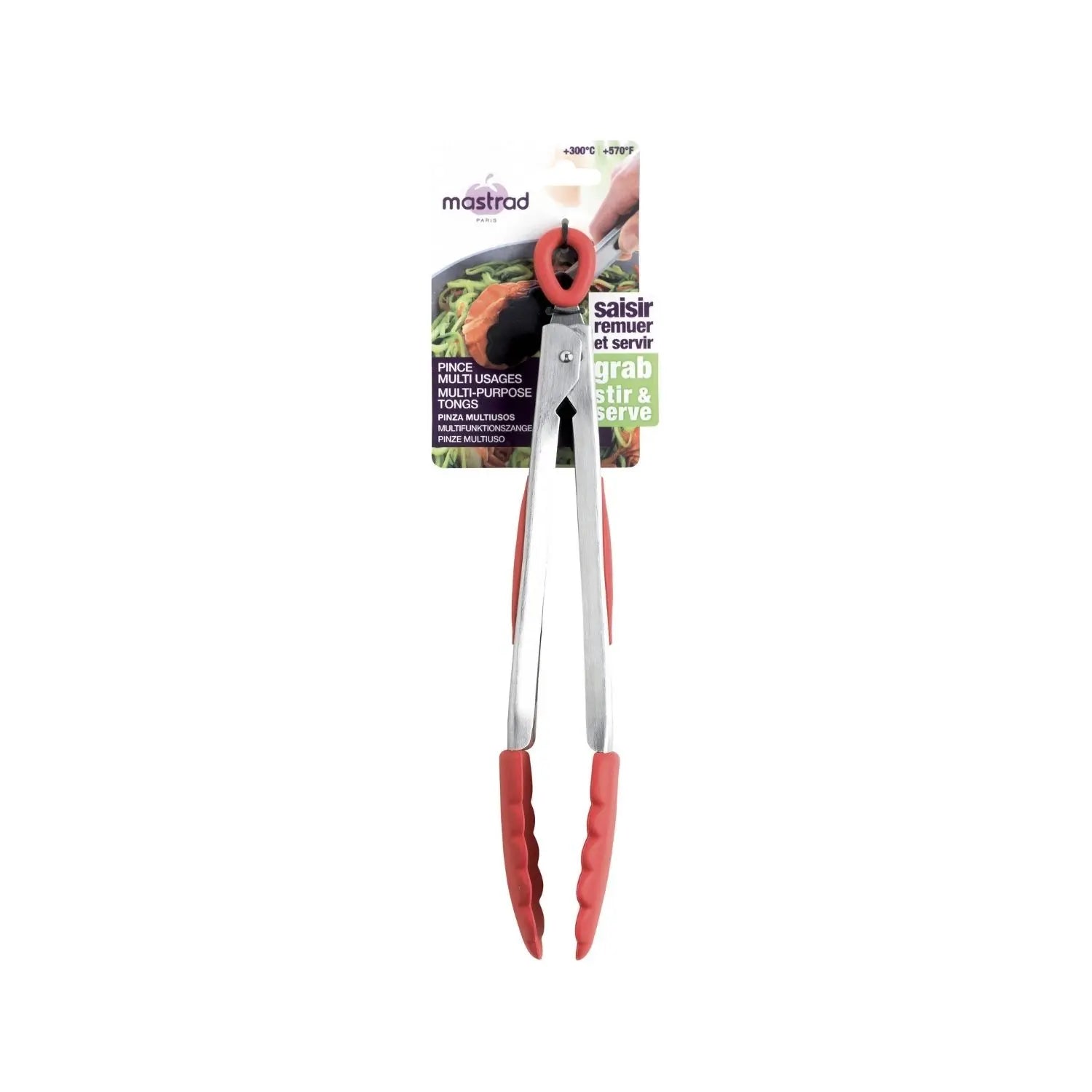 pince silicone inox mastrad rouge